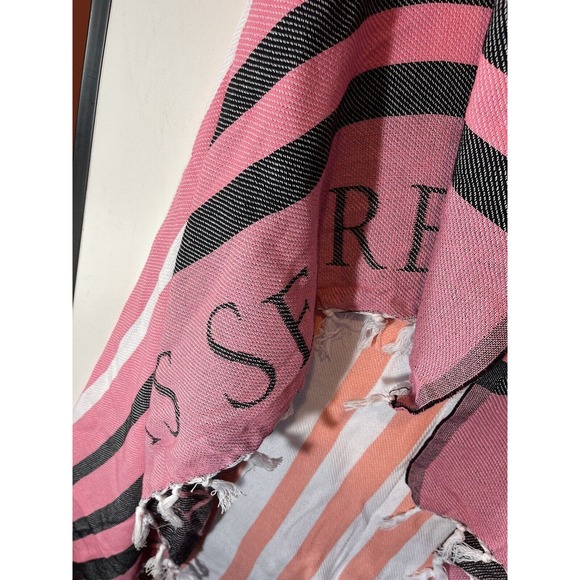 Victoria's Secret Pink Striped Throw Blanket 50”x60” Beach Pool Cover Up Wrap - Picture 6 of 8